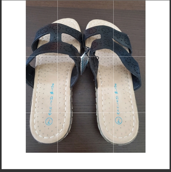 NEW Ashley Blue comfort t-strap slide on sandal - Picture 5 of 5